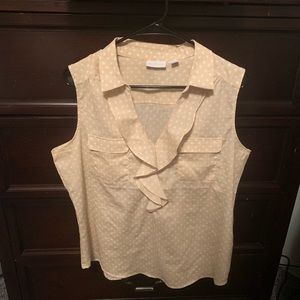 Barely worn beige and white polka dot tank blouse